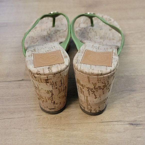 Tory Burch Suzy Green Leather Cork - Picture 9 of 11